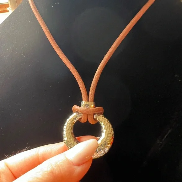 Ralph Lauren Toggle Necklace - Silver & Leather - Picture 5 of 10